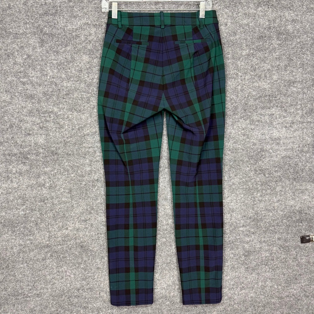 J Crew Pants Womens 0 Green Blue Blackwatch Plaid Ruby Full-Length Slim Leg - Picture 3 of 16